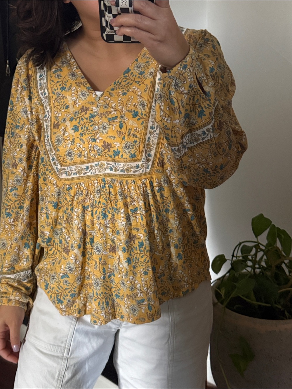 Lucky Brand 100% cotton Floral Printed Pleasant Boho Blouse. M